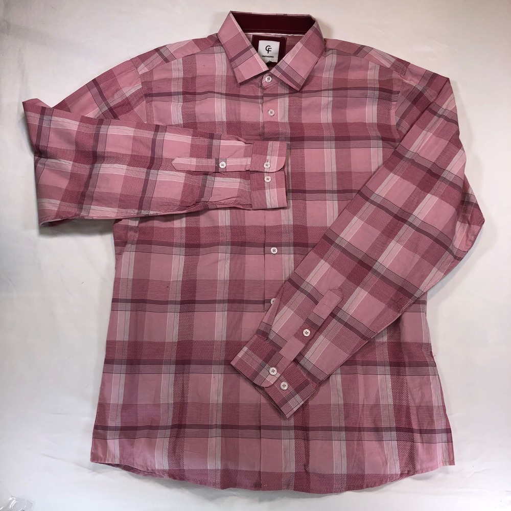 Craft + Flow Mens Red Plaid Long Sleeve Button Down Shirt XL B-Cedric-MN